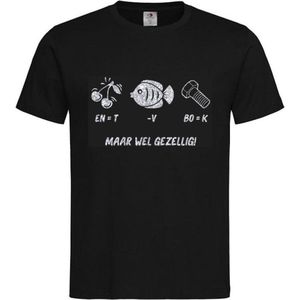 T-shirt Unisex Volwassenen Kerst Kerstmis Bier Man Grappig Tekst Rebus ""Kerst is KUT maar wel gezellig!!"" Op Voorkant | korte mouw | Zwart/Zilver GLITTER | maat XXL