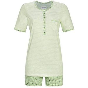 Groene shortama streepjes en bloemen - Groen - Maat - 38