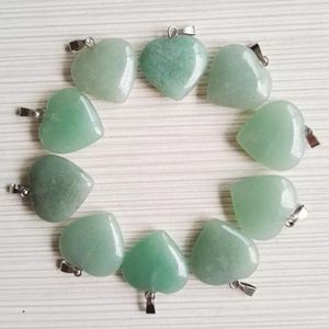Groene Aventurijn Hart 2 steentjes - Hanger met Zwarte Touwketting