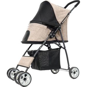Gran Vida® - Hondenbuggy - Opvouwbaar en Lichtgewicht - Ademend Design - Voor Buiten - Beige