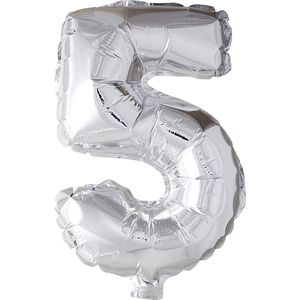 Creotime Folieballon Cijfer ""5"" 41 Cm Zilver