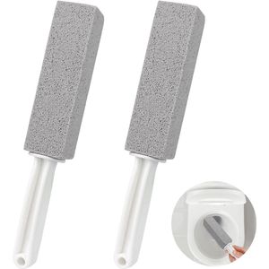 Puimsteen met handvat, toiletpotreiniger, toiletborstel met antislip lang plastic handvat voor keuken/bad/zwembad/huishoudelijke reiniging, 2-pack