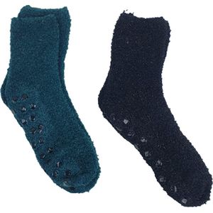 Sokken - Multicolor - Set van 2 - Huissokken - Kinder huissokken - Wollen sokken - Groen - Zwart - One size