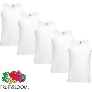 5 Pack Fruit of the Loom Valueweight Sportshirt-Onderhemd Wit Maat M