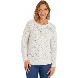 Opengewerkte korte trui, ronde hals, lange mouwen