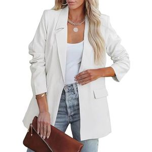Loszittende Damesblazer met Open Voorkant - Lange Mouwen Kostuumjas voor Werk