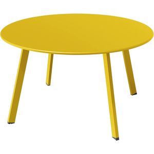 terrassalontafel, buitentafel, balkontafel, premium staal, eenvoudige montage, bijzettafel voor buiten, binnen, woonkamer, kantoor (zwavelgeel)