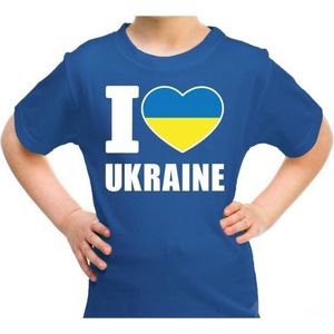 I love Ukraine t-shirt blauw voor kids - Oekraine landen shirt - Oekraiens supporters kleding 158/164