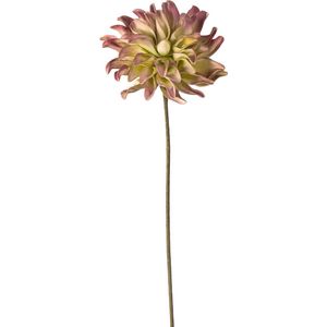 Decoratie kunstbloem dahlia - violet groen - 80 cm hoog