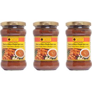Flowerbrand® | 3 x 325 gram Pindasaus satésaus kant en klaar | Aziatisch koken | peanut satay sauce