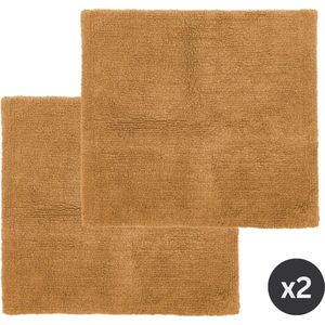 Tiseco Home Studio - Badmat RIVA - SET/2 - 100% katoen - antislip - Vierkant - 60x60 cm - Camel