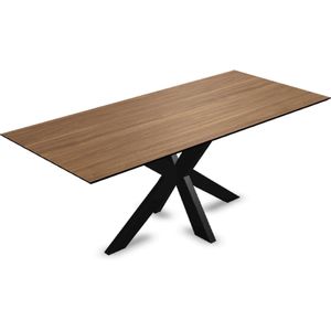 Melamine eettafel noten - Recht - Matrix dun onderstel - eiken tafel