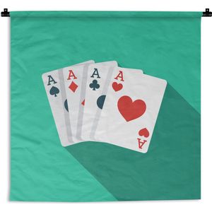 Wandkleed Speelkaarten - Illustratie van vier speelkaarten Wandkleed katoen 90x90 cm - Wandtapijt met foto
