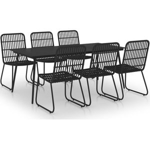 vidaXL Tuinset 7-delig - Poly Rattan - Zwart Tuinstoel - Tuintafel - Buitendecoratie - Lounge Set - Outdoor Furniture