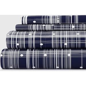 Marineblauwe King visgraat colbert - Heren kostuum met marineblauwe King print