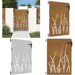 vidaXL Poort 85x150 cm grasontwerp cortenstaal - Poort - Poorten - Tuinpoort - Poortdeur