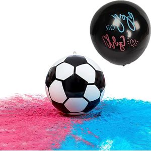 Gender Reveal Voetbal Complete Kit 4 In 1 met Poeder Kit voor Baby Jongen Meisje - Geslacht Onthullen Partij Cadeau