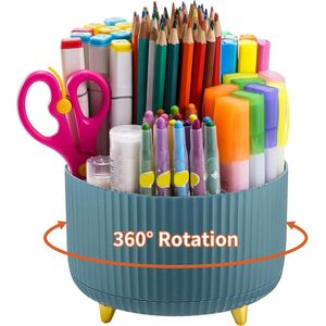 Famanu Bureau Organizer, 360 Draaibare Penhouder, Bureau-Organizer Accessoires met 5 Vakken, Pennenorganizer Opberg voor Thuis Kantoor Benodigdheden (Donkergroen)