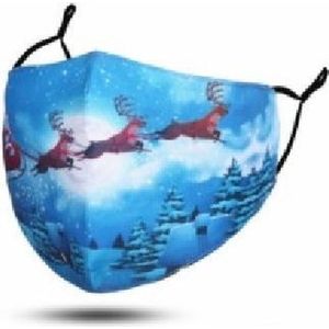 Mondkapje Kerst Arreslee met Sneeuwlandschap