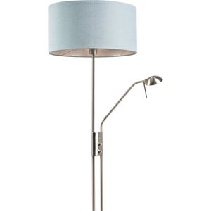 QAZQA Luxor - Moderne Dimbare Vloerlamp | Staande Lamp met flexarm met Dimmer met leeslamp - 1 lichts - H 1790 mm - Blauw - Woonkamer | Slaapkamer | Keuken