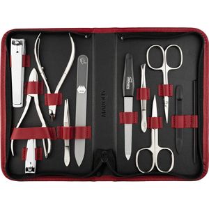 Manicure - Pedicure Set - Zwart - Echt Leer - Compleet met Instrumenten