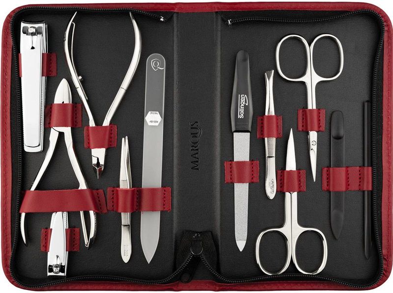 Manicure - Pedicure Set - Zwart - Echt Leer - Compleet met Instrumenten