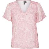 VERO MODA VMSMILLA SS V-NECK TOP WVN GA Dames Top - Maat S