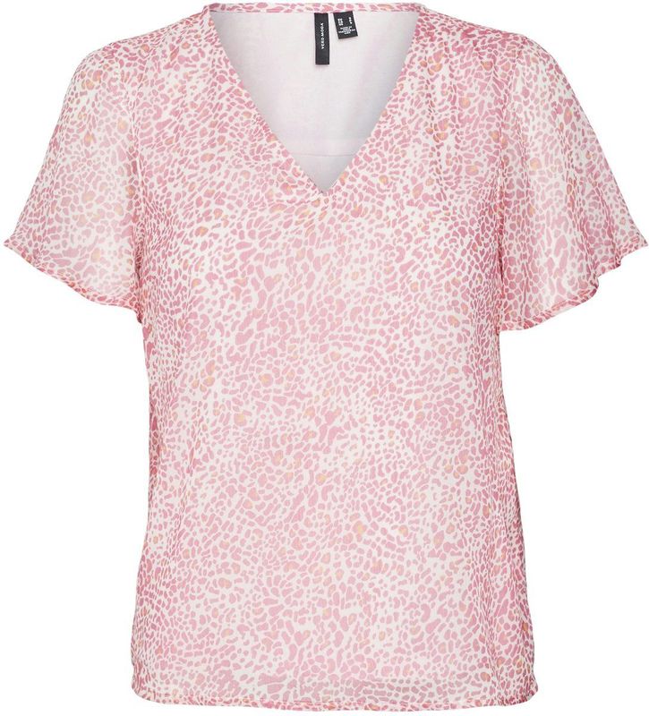 VERO MODA VMSMILLA SS V-NECK TOP WVN GA Dames Top - Maat S