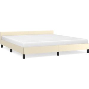 vidaXL - Bedframe - met - hoofdeinde - zonder - matras - 180x200 - cm - crèmekleurig