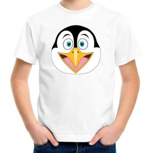 Cartoon pinguin t-shirt wit voor jongens en meisjes - Kinderkleding / dieren t-shirts kinderen 134/140