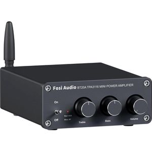 NÖRDIC Fosi Audio BT20A Audio Bluetooth 5.0 Versterker - 2x 100W - RCA - Smartphone, PC, Tablet - Hifi - Zwart