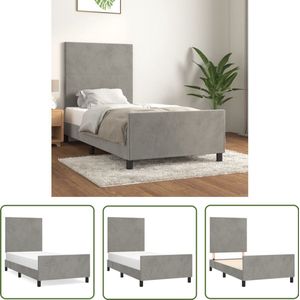 vidaXL Bedframe 90x200 cm Fluweel Lichtgrijs Fluweel Bed - Comfortabel Bed - Bed Met Hoofdeinde - Tweepersoon Bed - King Size Bed