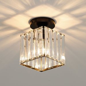 Delaveek-Mini Modern Kristallen Plafondlamp-Semi-Inbouw E27 Plafondlamp (Lamp niet inbegrepen)