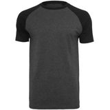 Build Your Brand Raglan T-shirt met contrastkleur Heren T-shirt - zwart/grijs - XXL
