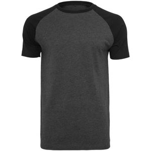 Build Your Brand Raglan T-shirt met contrastkleur Heren T-shirt - zwart/grijs - XXL