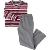 ATLAS FOR MEN - Gestreepte pyjama van microfleece - Heren - Verkrijgbaar in grote maten - L