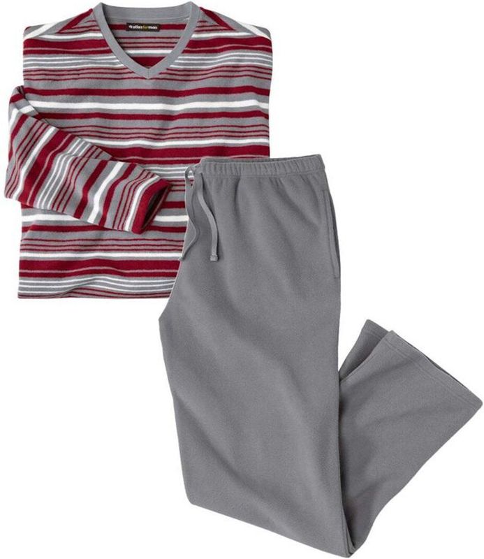 ATLAS FOR MEN - Gestreepte pyjama van microfleece - Heren - Verkrijgbaar in grote maten - L