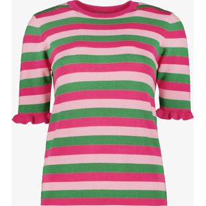 TwoDay gestreept dames trui roze groen - Maat S