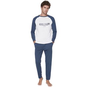 Trendyol Zwart-Antraciet Regular Fit Bedrukte Raglanmouw Gebreide Pyjamaset Tmnaw23Pt00032