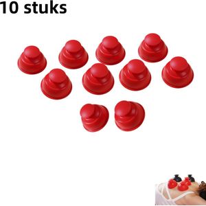 10-pack - Vacuüm siliconen cupping-apparaat - Druk- en zuigtype - Siliconen vacuüm cupping - Ronde draagbare vochtabsorberende cup - Fascia cupping voor thuis - Rood