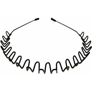 Wave Sport Diadeem Mannen Zigzag - Sport haarband Volwassenen - Metaal - Zwart - 41 cm