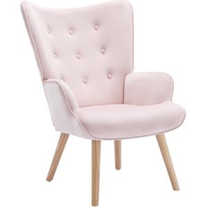 Fauteuil van roze velours VATELY L 69 cm x H 95.5 cm x D 78 cm