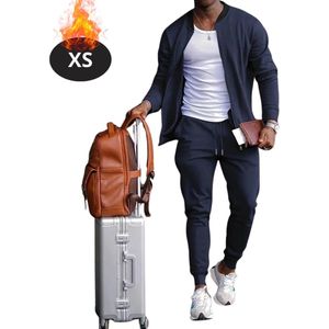 Nivard Joggingpak - Huispak - Volwassenen - Trainingspak - Comfortabel - Joggingsbroek - Tracksuit - Heren - Casual - Marineblauw - XS