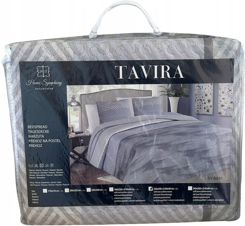 Tavira - Dubbelzijdige Bedsprei - Grijs - 220x240cm - Inclusief Kussenslopen