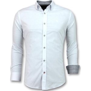 Italiaanse Blouse Heren - Slim Fit Overhemden - 3034 - Wit