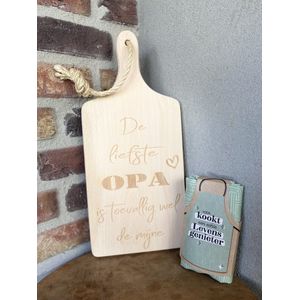 Creaties van Hier - serveerplankje - bier met schort - 35 cm - hout