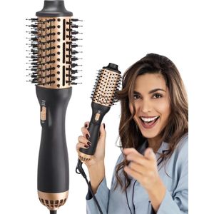 TabaTaba 4-in-1 Multistyler - Krultang - Keramische Airstyler - Haardroger met Borstel - 1200W - Zwart/Goud