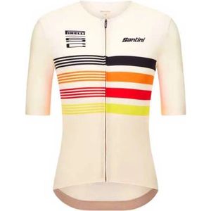 Santini Pirelli Tape Korte Mouw Wielertrui Wit XS Man,Vrouw