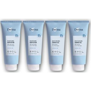 Derma Eco Family Refresh Shower - Lotion Set - 2x Shower Gel + 2x Body Lotion - Hydrating - Nourishing - Natural Fragrance
