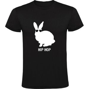 Hip hop konijn Heren T-shirt | huisdier | dier | stoer | bril | grappig | Zwart